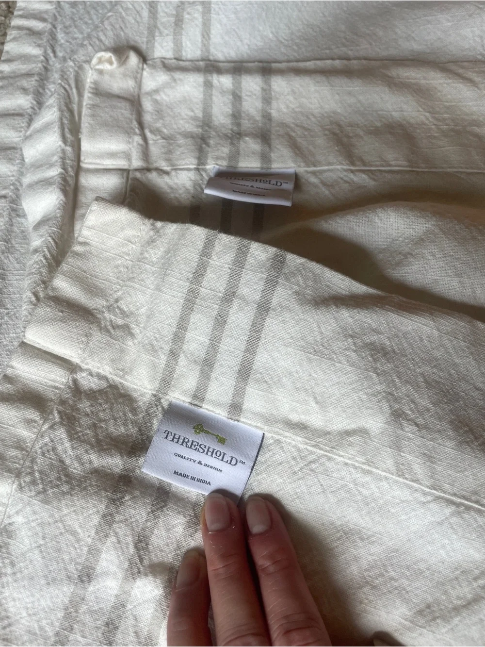 Threshold cafe curtains 2 panels cream with stripe border